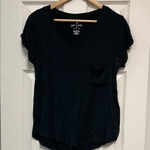 Soft & Sexy Black V-Neck Short Sleeve Tee